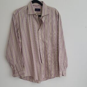 Etro Made In Italy Men's Shirt with Pink and Yellow Stripes